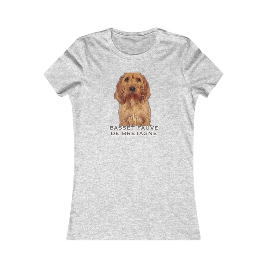 Gray T-shirt with Basset Fauve de Bretagne illustration.
