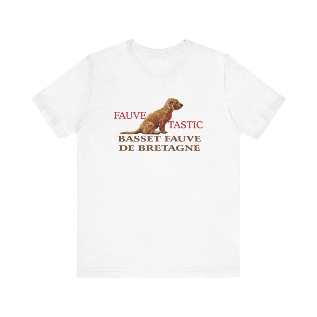 White T-shirt with Basset Fauve de Bretagne print.