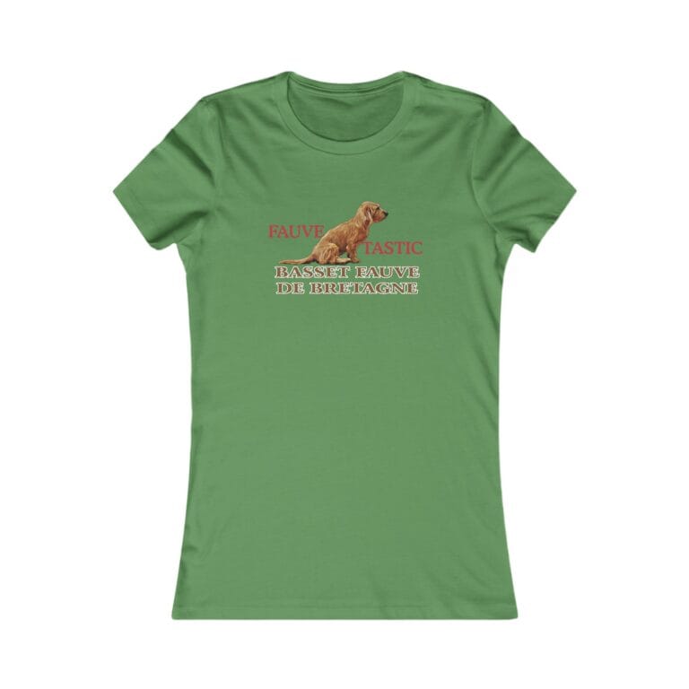 Green T-shirt with Basset Fauve de Bretagne design.