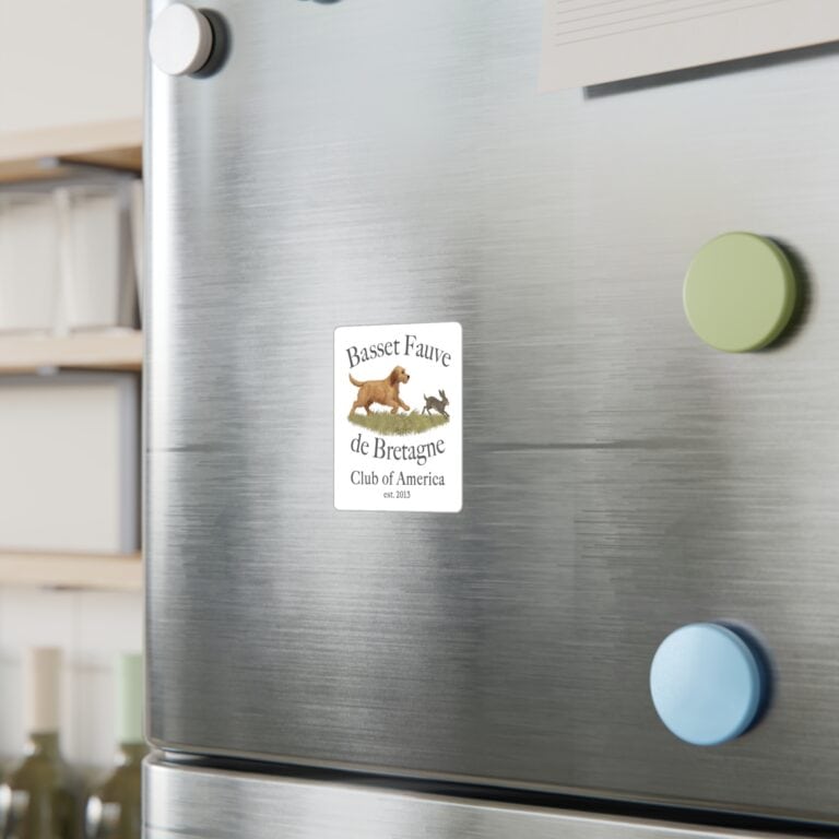 Basset Fauve de Bretagne fridge magnet with dog image.