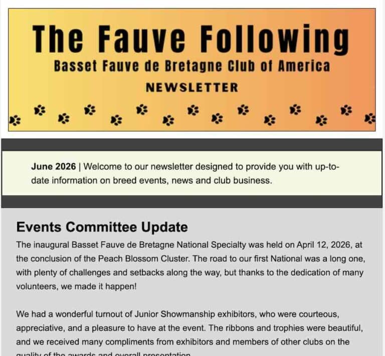Basset Fauve de Bretagne Club newsletter header